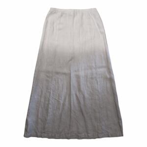 Linen Ombre A-line Maxi Skirt Size 6 White Gray Natural Preppy Clean Lightweight